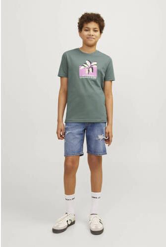 Jack & jones JUNIOR T-shirt JORTAMPA met printopdruk kakigroen Jongens Katoen Ronde hals 176 - Foto 2