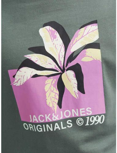 Jack & jones JUNIOR T-shirt JORTAMPA met printopdruk kakigroen Jongens Katoen Ronde hals 176
