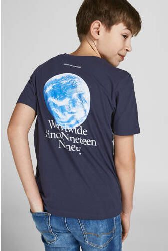 Jack & jones JUNIOR T-shirt JORWORLDWIDE donkerblauw Jongens Katoen Ronde hals 140 - Foto 4