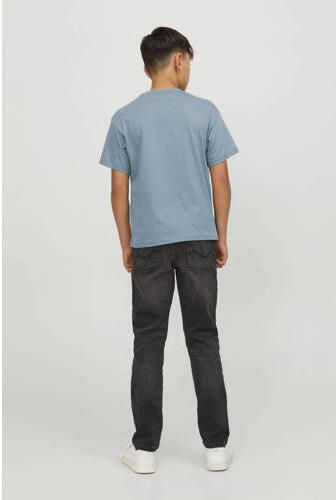 Jack & jones JUNIOR T-shirt KORVESTERBRO met tekst Blauw Jongens Katoen Ronde hals 140 - Foto 3