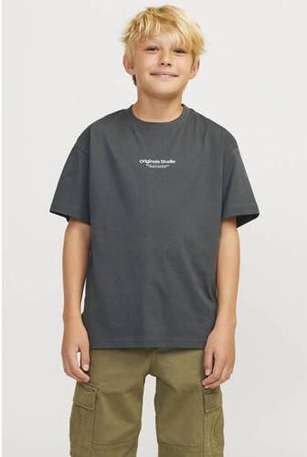 Jack & jones JUNIOR T-shirt KORVESTERBRO met tekst Groen Jongens Katoen Ronde hals 140 - Foto 3
