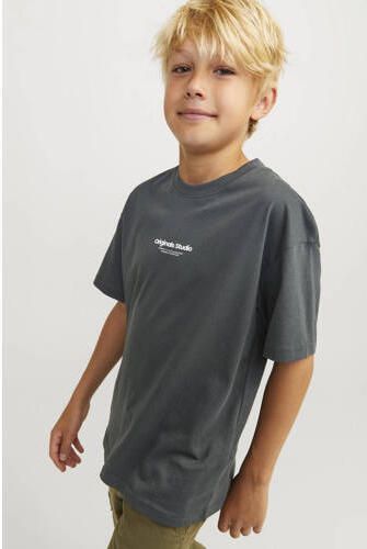 Jack & jones JUNIOR T-shirt KORVESTERBRO met tekst Groen Jongens Katoen Ronde hals 140 - Foto 2