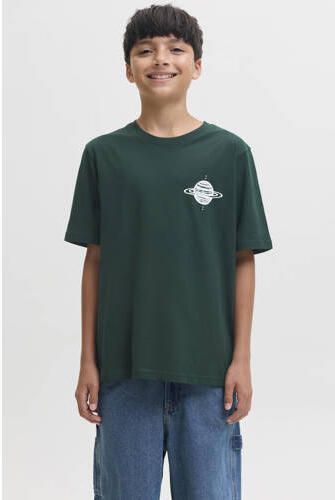 JACK & JONES JUNIOR T-shirt met backprint donkergroen Jongens Katoen Ronde hals