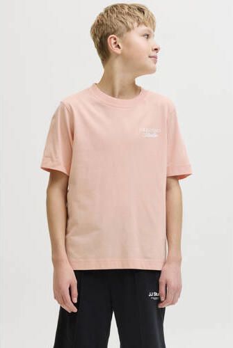 JACK & JONES JUNIOR T-shirt met backprint zalmroze Oranje Jongens Katoen Ronde hals - Foto 3