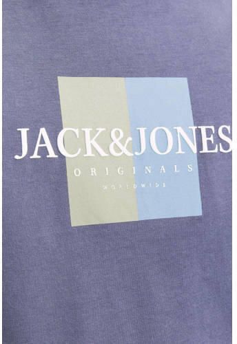 Jack & jones JUNIOR T-shirt met printopdruk paarsblauw Jongens Katoen Ronde hals 128