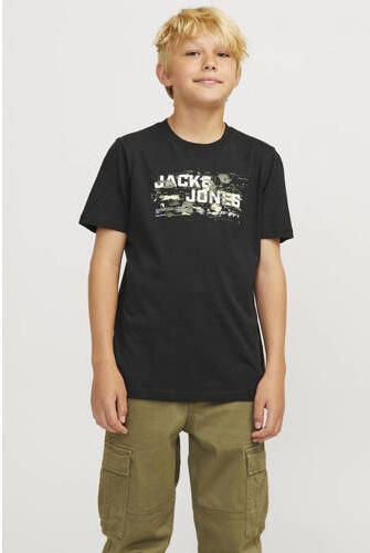 Jack & jones JUNIOR T-shirt met printopdruk zwart Jongens Katoen Ronde hals 128 - Foto 3
