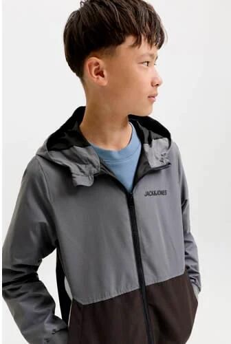 JACK & JONES JUNIOR tussenjas antraciet Grijs Jongens Polyester Capuchon - Foto 3