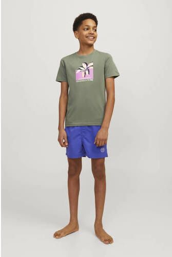 Jack & jones JUNIOR zwemshort JPSTFIJI kobaltblauw Jongens Polyester Logo 128