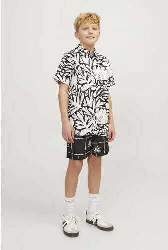 Jack & jones JUNIOR zwemshort JPSTFIJI zwart grijs Jongens Polyester All over print 164