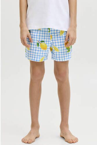JACK & JONES JUNIOR zwemshort lichtblauw geel wit Jongens Polyester All over print - Foto 4