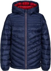 Jack & jones JUNIOR gewatteerde jas JJEHERO donkerblauw Jongens Polyester Capuchon 152 - Thumbnail 3