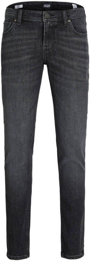 Jack & jones JUNIOR slim fit jeans JJIGLENN black denim Zwart Jongens Stretchdenim 140