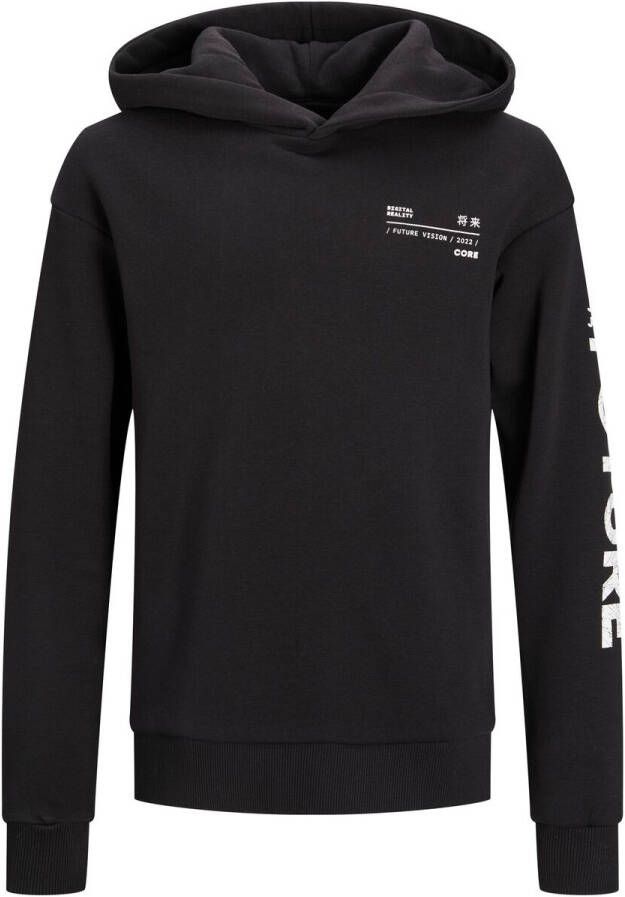 JACK & JONES JUNIOR hoodie JCOMONO met tekst zwart