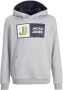 Jack & jones JUNIOR hoodie JCOLOGAN met logo licht grijs melange Sweater 128 - Thumbnail 2