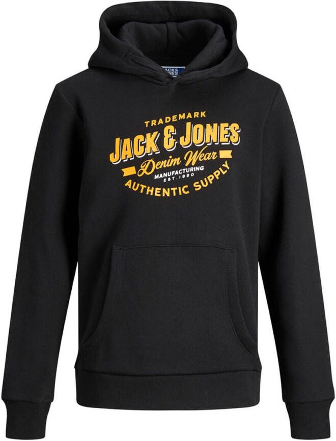 JACK & JONES JUNIOR hoodie JJELOGO met logo zwart
