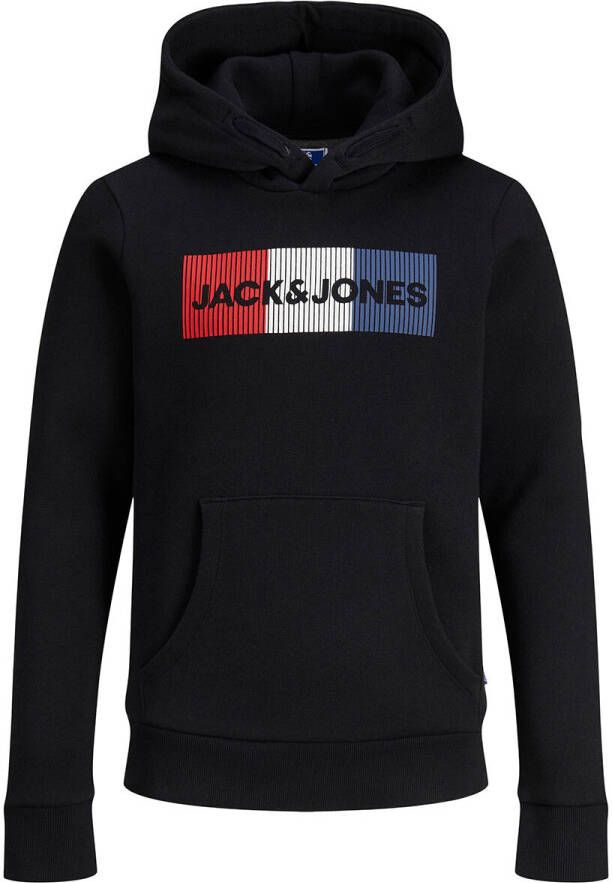 Jack & jones JUNIOR hoodie JJECORP met logo zwart Sweater Logo 140 - Foto 4