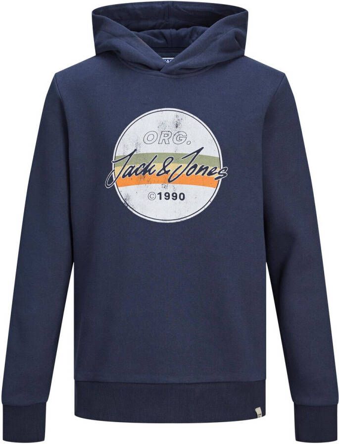 JACK & JONES JUNIOR hoodie JORBRADY met logo donkerblauw