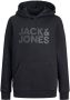 Jack & jones JUNIOR hoodie JJECORP met logo zwart Sweater Jongens Katoen Capuchon 164 - Thumbnail 2