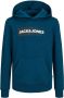 Jack & jones JUNIOR hoodie JJECORP met logo blauw Sweater Logo 116 - Thumbnail 2