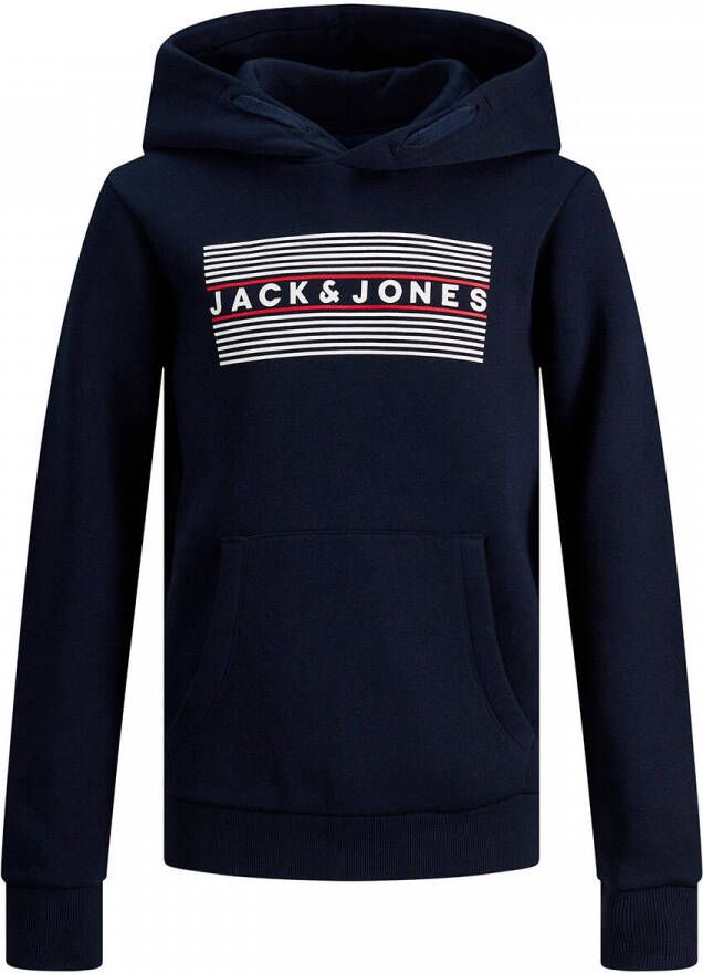 Jack & jones JUNIOR hoodie JJECORP met logo donkerblauw Sweater Logo 140