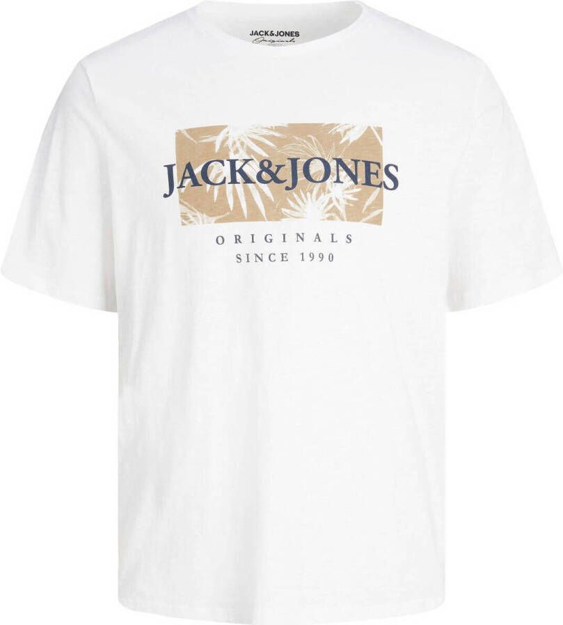 Jack & jones JUNIOR T-shirt JORCRAYON met logo wit Jongens Katoen Ronde hals 140