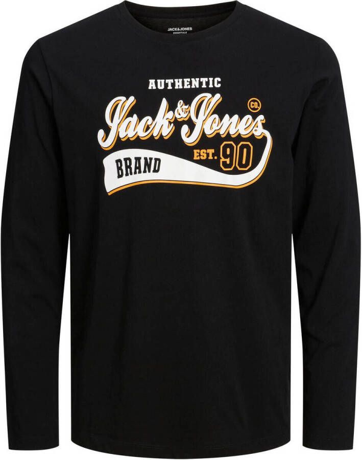 Jack & jones JUNIOR longsleeve JJELOGO van biologisch katoen zwart Jongens Katoen (biologisch) Ronde hals 176