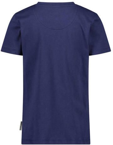 Jake Fischer T-shirt met printopdruk donkerblauw Jongens Stretchkatoen Ronde hals 116 - Foto 2