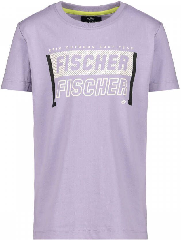 Jake Fischer T-shirt met logo lila Paars Jongens Katoen Ronde hals Logo 116