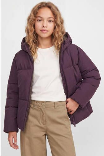 JJXX GIRL pufferjas paars Meisjes Polyester Capuchon Effen