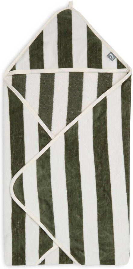 Jollein badcape Stripe Terry 75x75 cm Leaf Green GOTS Handdoek badcape Groen