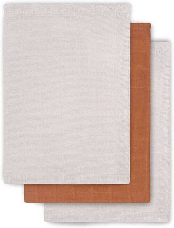 Jollein bamboe hydrofiel baby washandje set van 3 caramel Hydrofiele washandjes Bruin