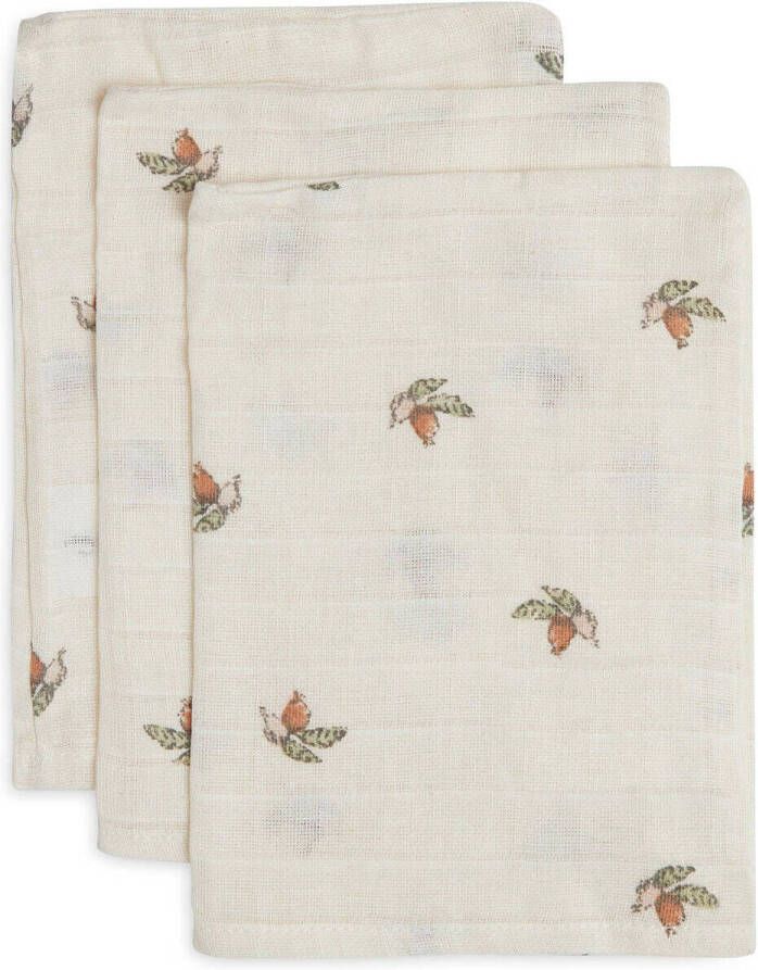 Jollein hydrofiel washandje 15x20 cm set van 3 Rosehip Hydrofiele washandjes Ecru