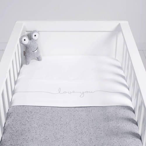 Jollein baby ledikantlaken 120x150cm Love you grey Babylaken Grijs Tekst - Foto 2