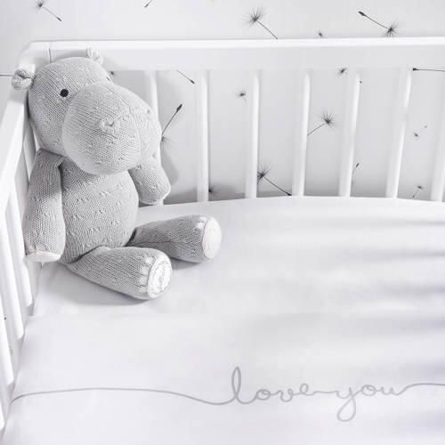 Jollein baby ledikantlaken 120x150cm Love you grey Babylaken Grijs Tekst - Foto 3