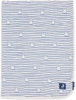Jollein Deken Hydrofiel Wieg 75x100cm Miffy Stripe Navy Babydeken Blauw