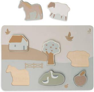 Jollein houten puzzel 28x10x2cm farm houten legpuzzel 6 stukjes Beige - Foto 3