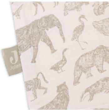 Jollein hydrofiele slaapzak Animals Olive Green Babyslaapzak Groen Dierenprint 110 cm