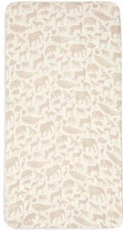 Jollein katoenen jersey ledikant hoeslaken 70x140cm Animals Nougat Beige