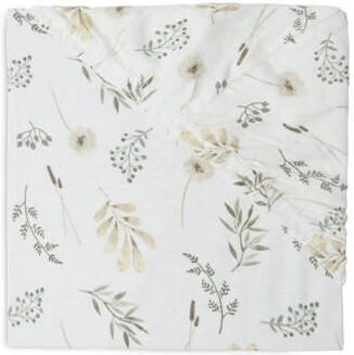 Jollein katoenen ledikant hoeslaken Wild Flowers 60x120cm wit beige grijs - Foto 3