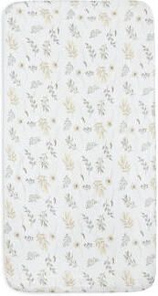 Jollein katoenen wieg hoeslaken Wild Flowers 40 50x80 90cm wit beige grijs - Foto 2