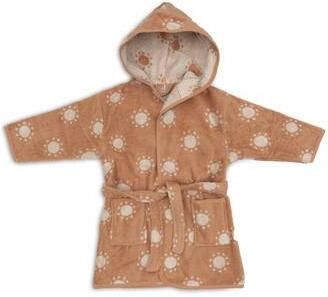 Jollein kinderbadjas met print oranje Katoen Overslagkraag