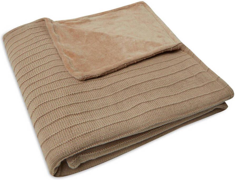 Jollein ledikantdeken Velvet Pure Knit Biscuit Babydeken Bruin Effen