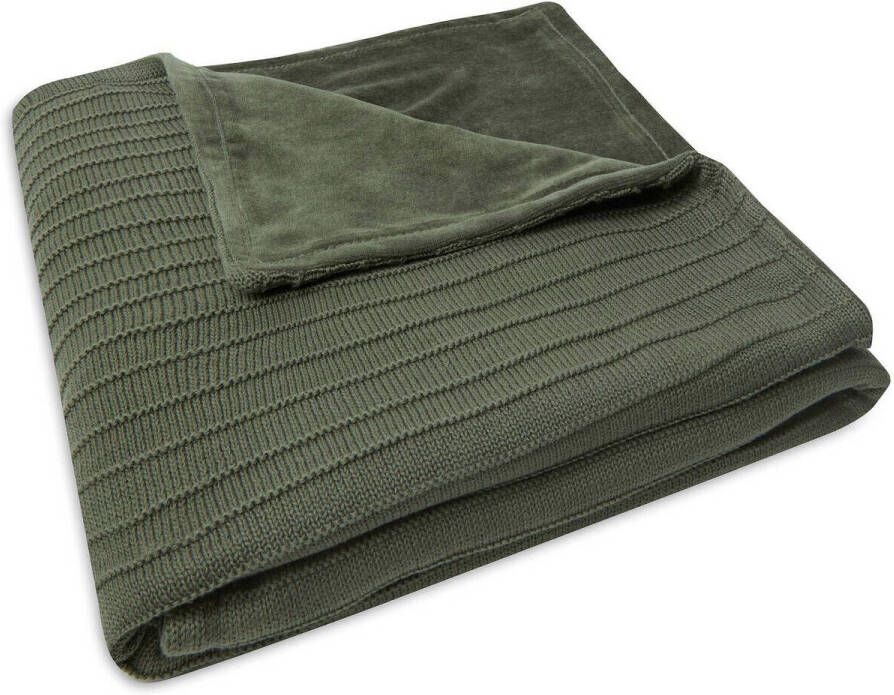 Jollein ledikantdeken Velvet Pure Knit Leaf Green Babydeken Groen Effen