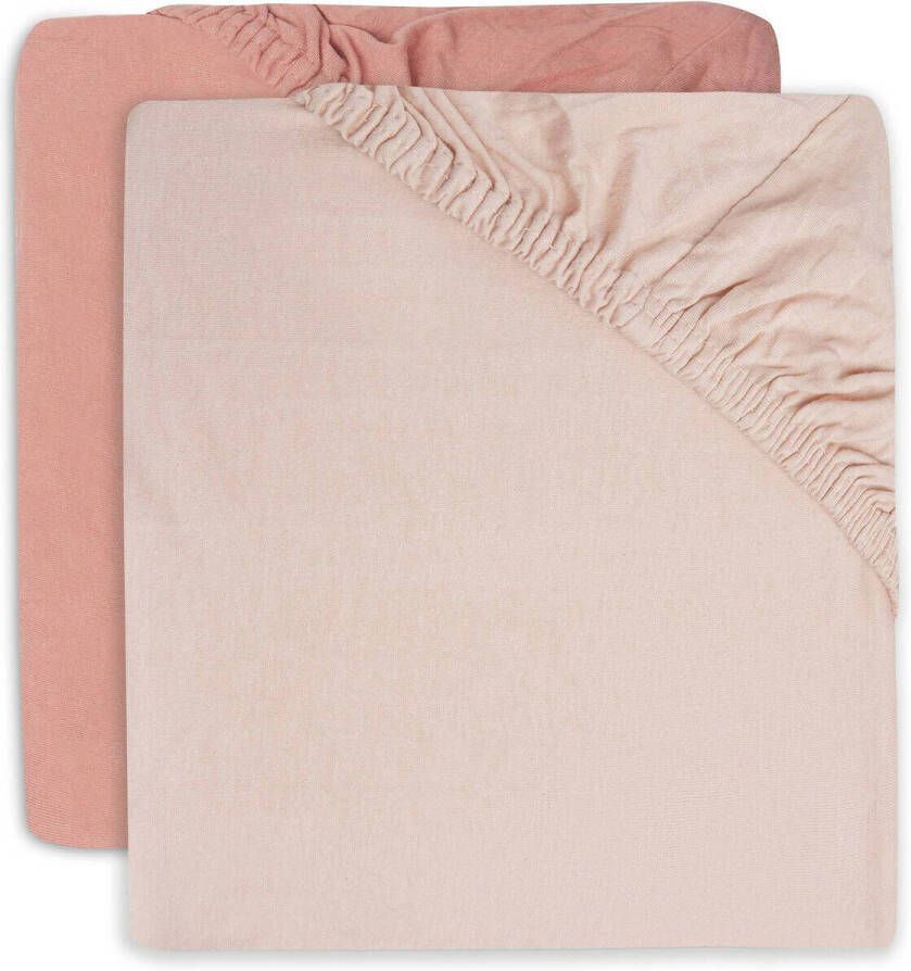 Jollein katoenen jersey ledikant hoeslaken 60x120 cm Pale Pink Rosewood set van 2 Roze