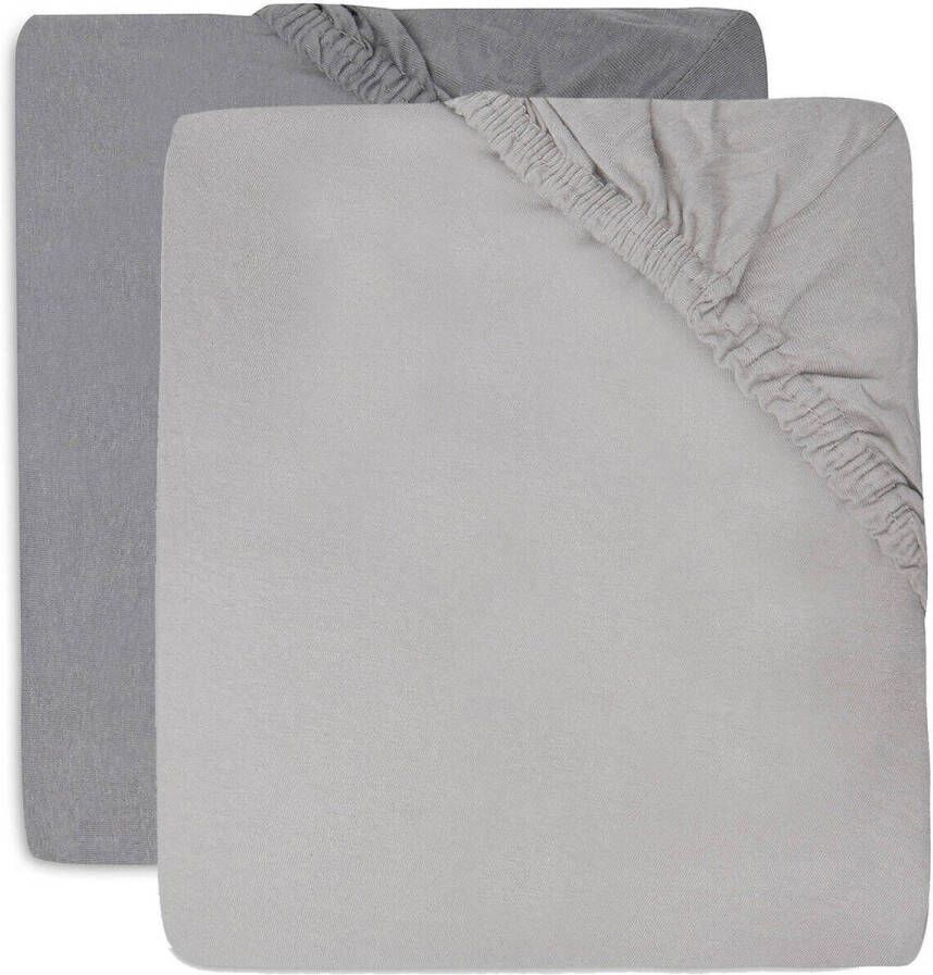Jollein katoenen jersey ledikant hoeslaken 60x120 cm Soft Grey Storm Grey set van 2 Grijs