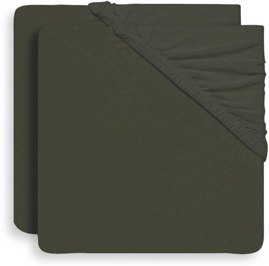 Jollein katoenen jersey ledikant hoeslaken 60x120 cm Leaf Green set van 2 Groen