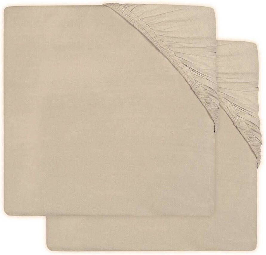 Jollein katoenen hoeslaken ledikant 60x120cm set van 2 nougat Beige Effen