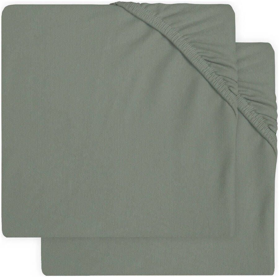 Jollein katoenen jersey ledikant hoeslaken 60x120cm set van 2 Ash green Groen