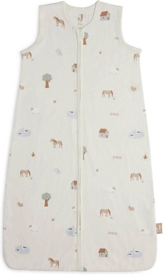 Jollein jersey baby zomer slaapzak Farm Babyslaapzak Ecru All over print 110