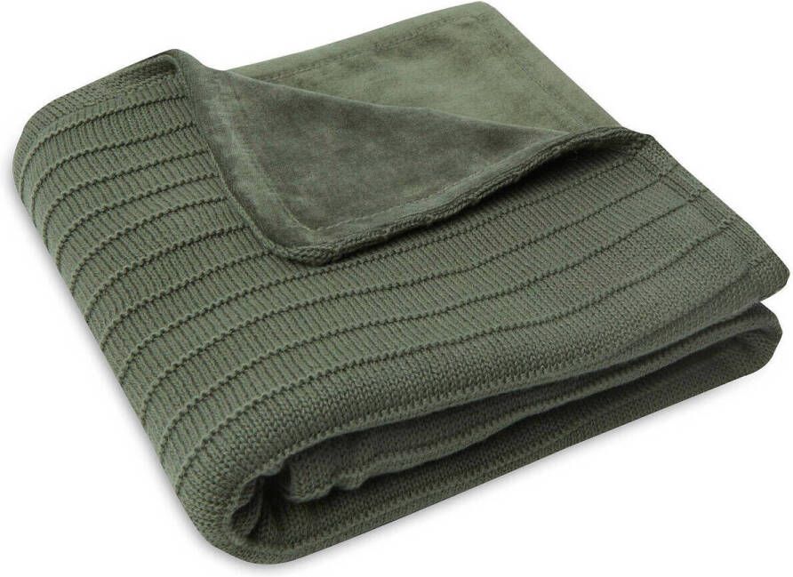 Jollein wiegdeken Velvet Pure Knit Leaf Green Babydeken Groen Effen